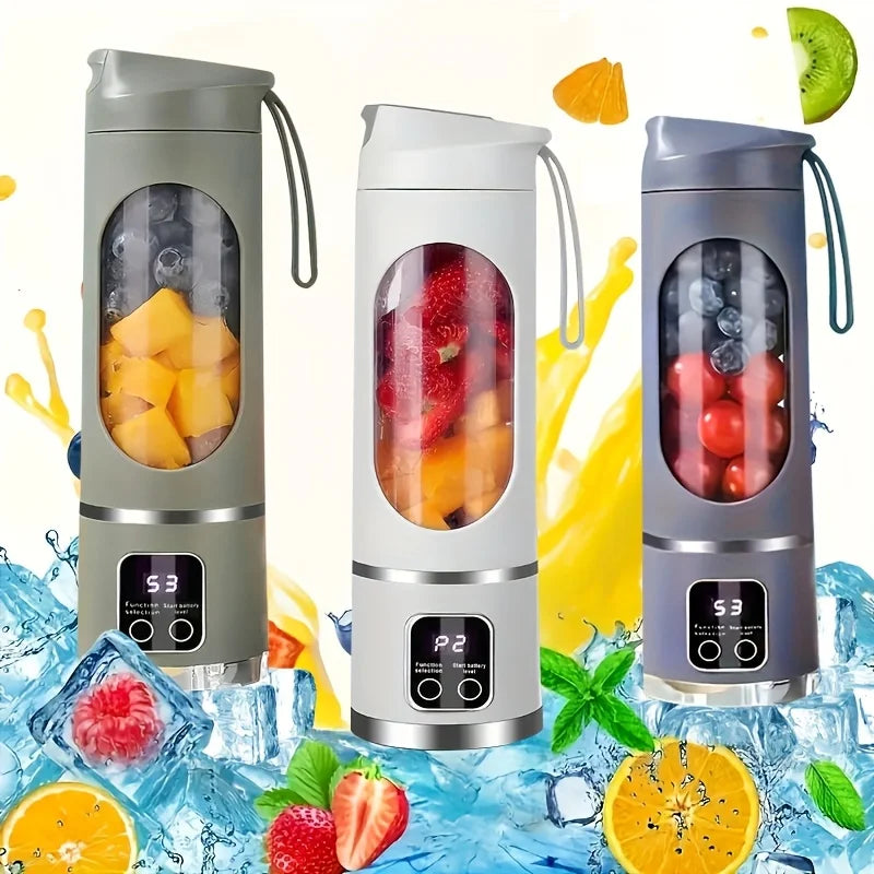 1 Small Portable Blender and Juicer - Rechargeable via USB, Personal Wireless Blender with Stainless Steel Blades
