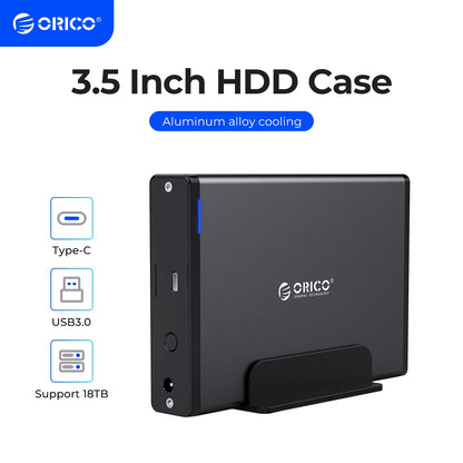ORICO 3.5 inch HDD Case Type-C & USB3.0  Hard Drive Enclosure SATA  to USB 3.1 External Hard Drive Reader for 2.5/3.5'' HDD