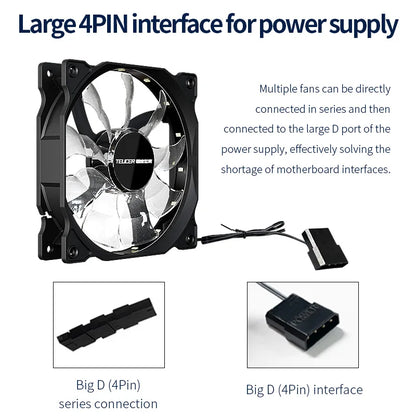 Teucer 120MM PC Case Cooling Fan Desktop Chassis Power 12V Big 4Pin Led 12CM Hydraulic Bearing Quiet Link Ventilador Radiator