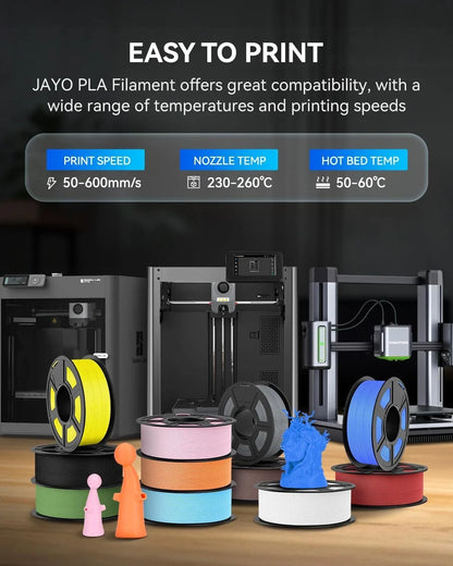 JAYO 4Rolls 3D High Speed Matte PETG 3D Filament 1.75mm 30mm/s - 600mm/s Print Range High Flow Speedy PETG 3D Printer Filament