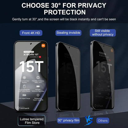 2.5D 9H Privacy Screen Protectors for Xiaomi 15T Anti-Spy Protective for Xiaomi 15T Pro