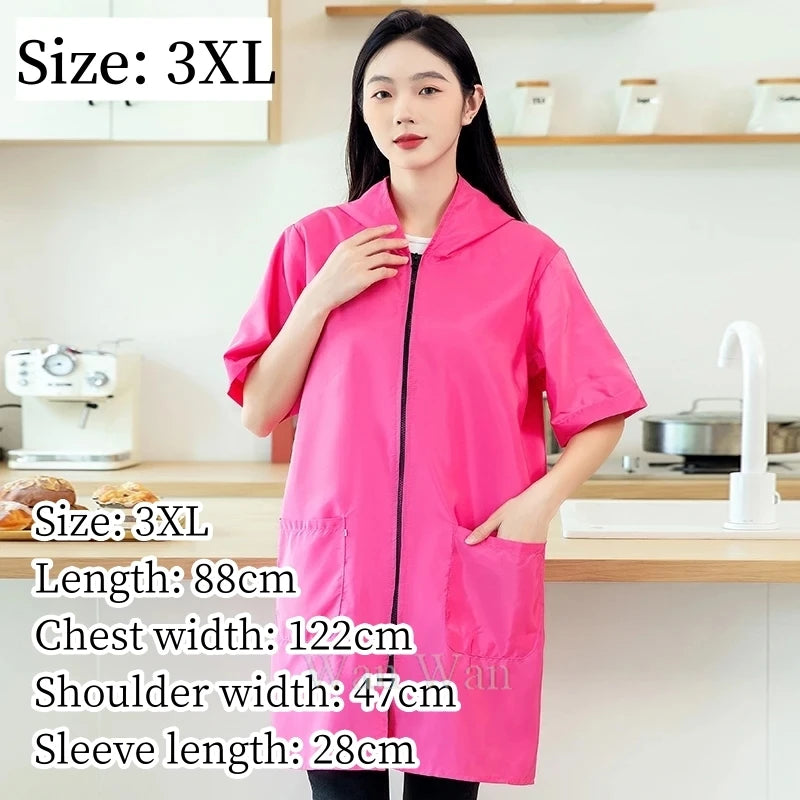 Pet Groomer Work Clothes Dog Grooming Uniform Short Sleeve Waterproof Gown New Black Beauty Salon Robe Barber Shop Apron Y1111