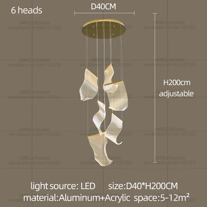 Light Guide LED Modern Chandelier Living Room Decor Lighting Duplex Rotating Stairs Pendant Lamp Dining Room Hanging Lights