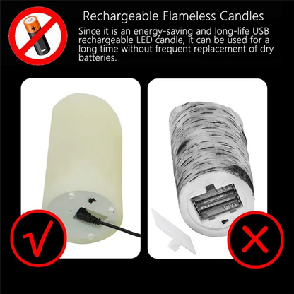 LED Candles, Flickering Flameless Candles, Rechargeable Candle, Real Wax Candles with Remote Control,10cm A