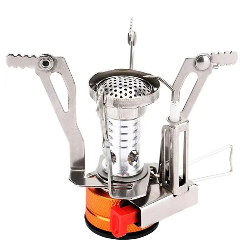 Portable Ultra Light Aluminum Alloy Camping Gas Stove, Mini Outdoor Butane Cooker for Picnic Backpacking Survival Cooking