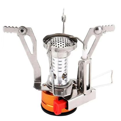 Portable Ultra Light Aluminum Alloy Camping Gas Stove, Mini Outdoor Butane Cooker for Picnic Backpacking Survival Cooking