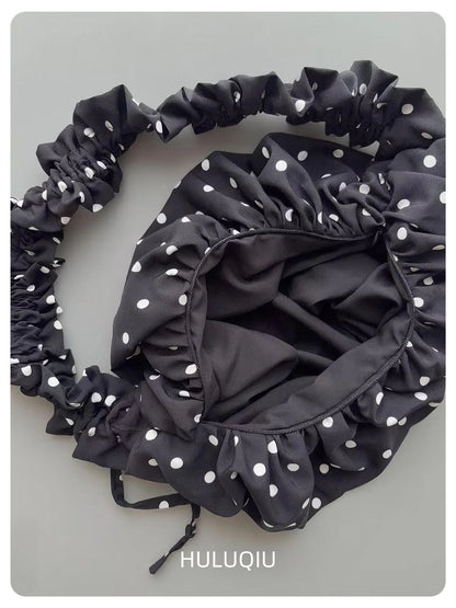 Women Chic Underarm Bag Large Capacity Polka Dot Retro Crossbody Bag All Matched Pleated Dumpling Bag for Outdoor Travel