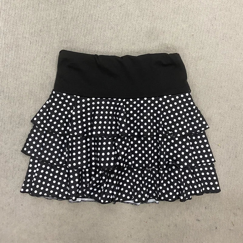 2026 Summer New Women's Layered Mini Skirt with High Waist and Elastic Waist  Y2K Gothic  Party Versatile Fashion Short Skirt