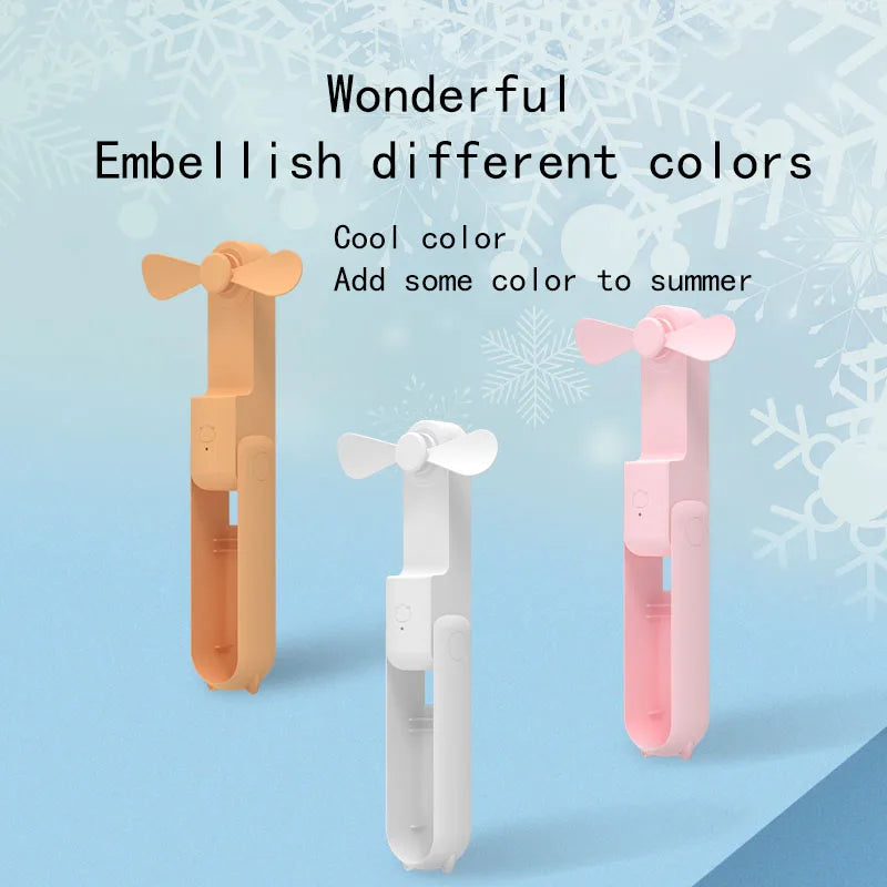 Portable Fan 2000mAh USB Rechargeable 3 Speed Mini Handheld Foldable Fan Hand Held Small Pocket Travel Fan with Handy Power Bank
