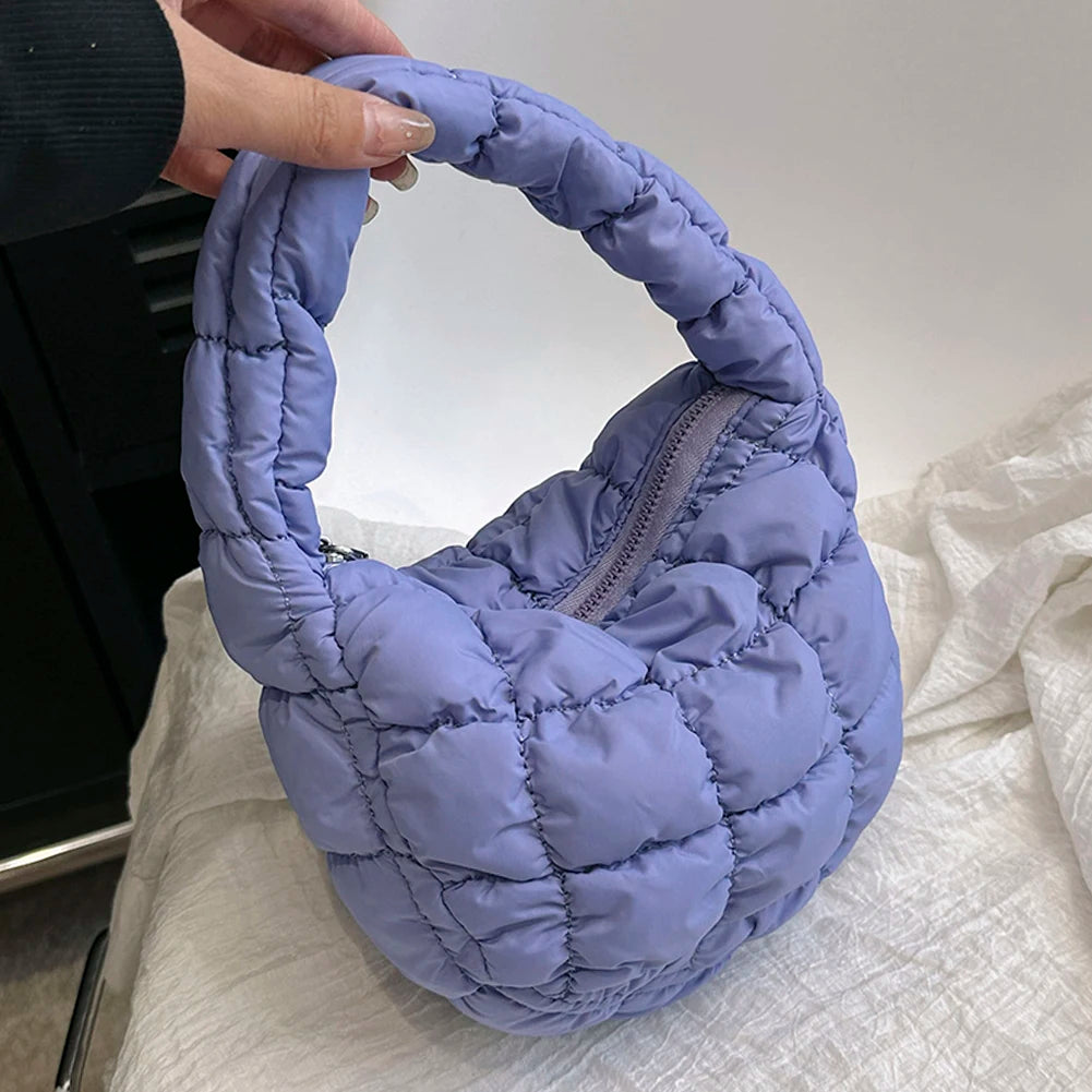 Mini Cloud Pleated Bags for Women Casual Quilted Handbag Nylon Padded Handle Bags Luxury Soft Puffy Bag Designer Underarm Bag