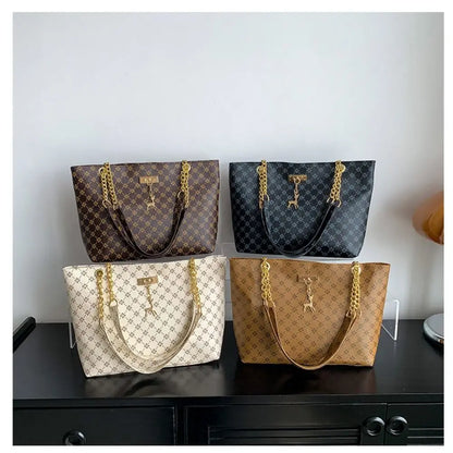 Women Luxury Design Tote Bag  Large Capacity Handbag Fashion Printing Shoulder Bag Trendy New Shopping Bag Purse