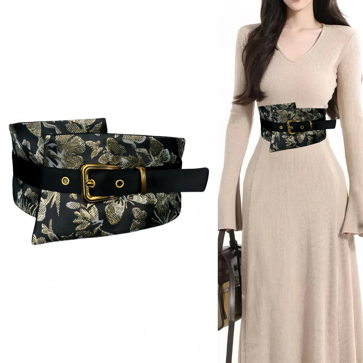Traditional Japanese Kimono Yukata Obi Belt Crane Floral Printed Haori Belt Brocade Jacquard Waistband Shirt Decor Accessories