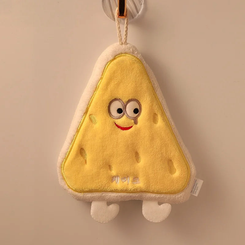 Cute Cartoon Hand Towel with Hanging Loop: Super Absorbent Thick Washcloth for Kitchen & Bathroom, Quick-Dry Decorative Towel