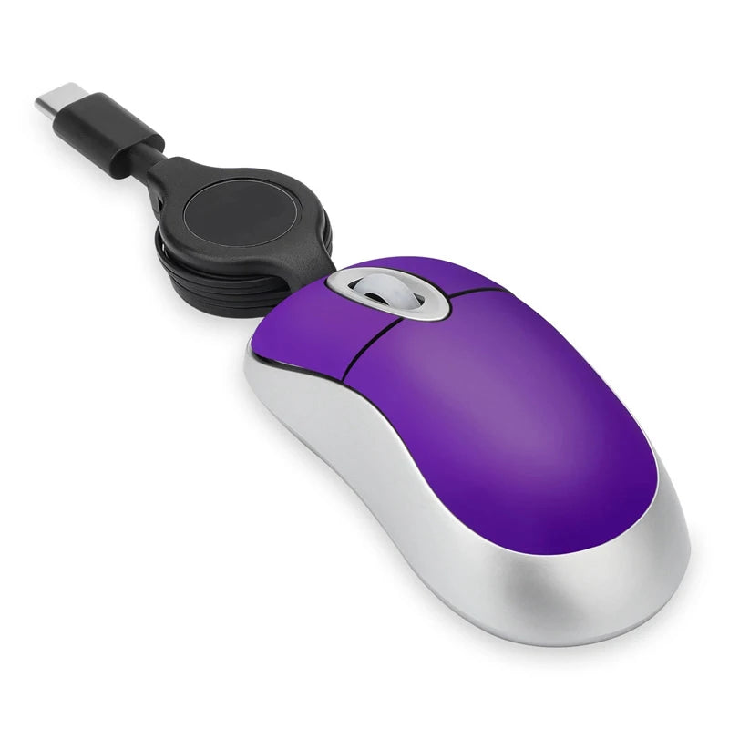 Computer 3 Buttons Mouse Mini Wired Small Hand Retractable USB Cable Adjustable Scalable Gaming Mice Office Kids