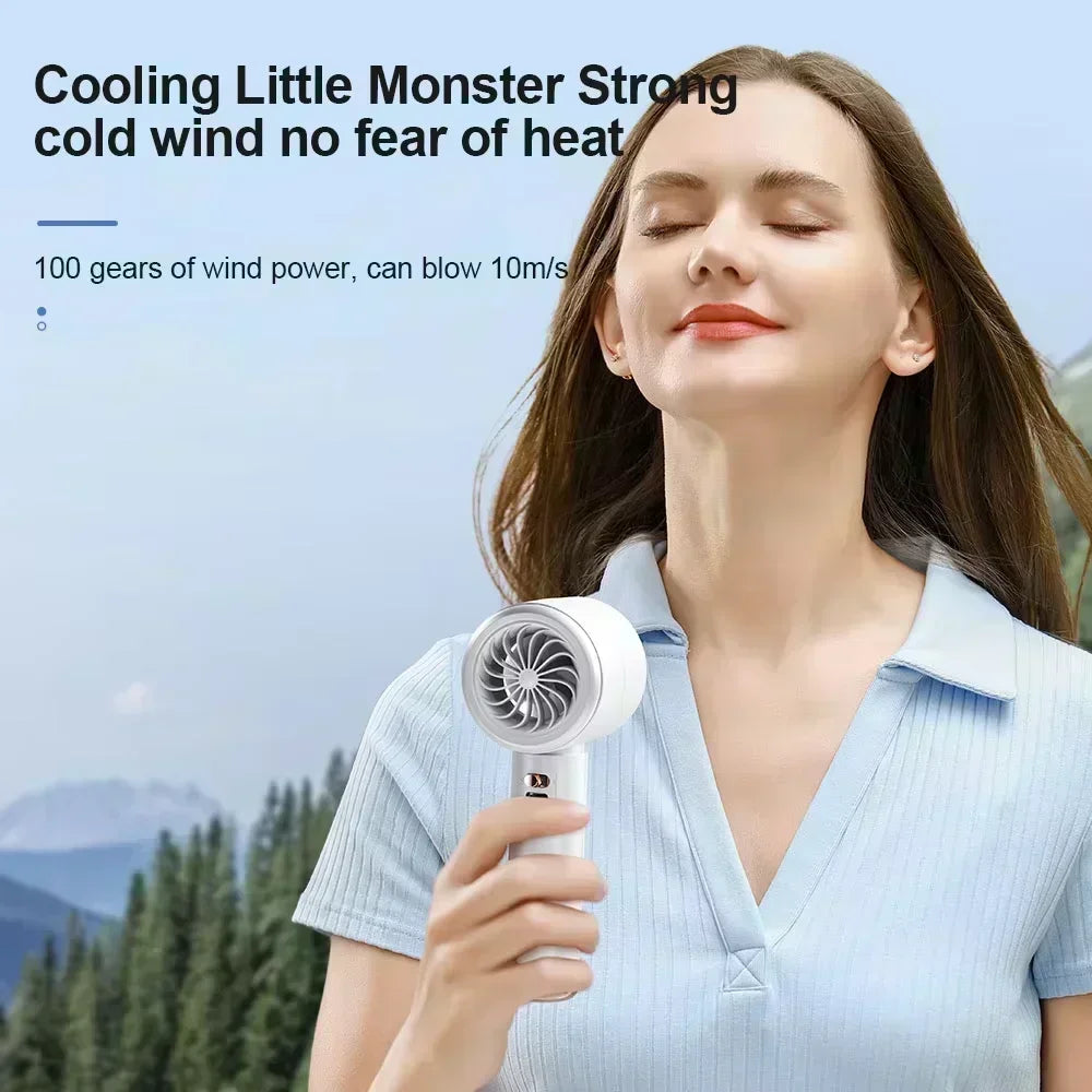 Portable Mini Handheld Fan Type C Rechargeable Digital Display Fan High-Speed Electric Cooling Fan Desktop Outdoor Small Fans