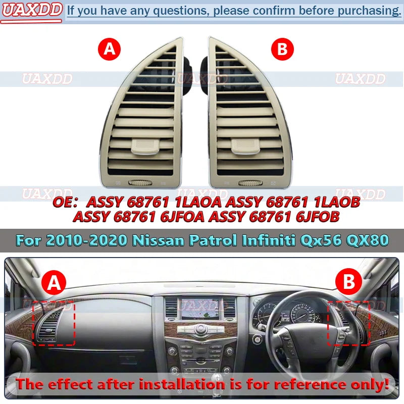 For 2010-2020 Nissan Patrol Infiniti Qx56 QX80 Grille Climatisation Interieure Sortie Panneau Ventilation Commande Tableau Prada