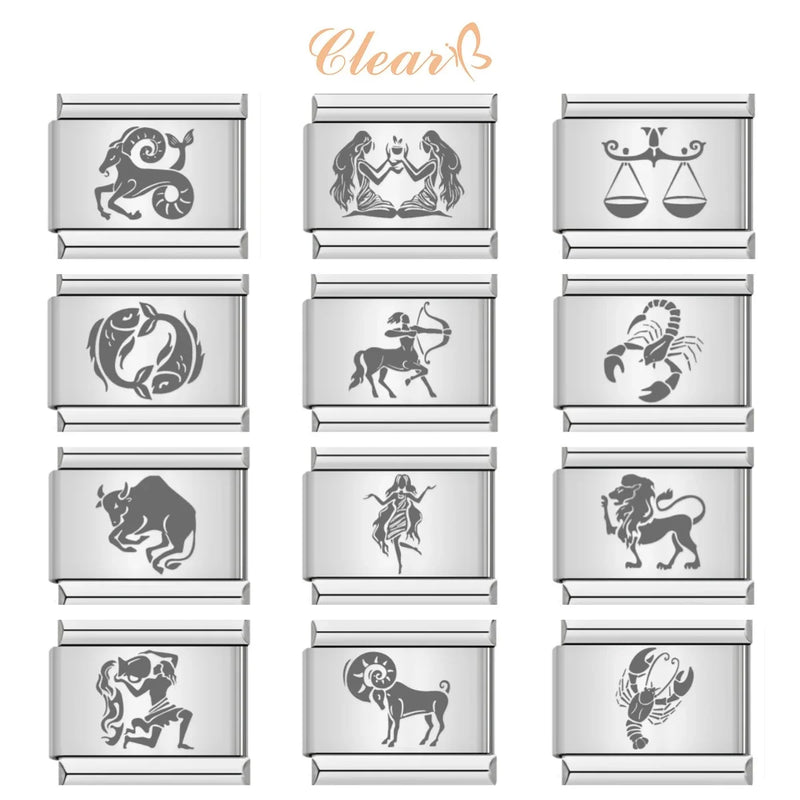 Original Fashion New 12 Constellations Pattern Charm Italian Links Fit 9mm Stainless Steel Women Men Bracelet DIY Making Jewelry