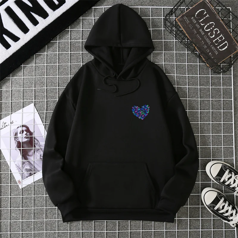 A Simple Depiction Of Love Printed Women Hooded Graphic Funny Hoodies O-Neck Loose Casual Tops Sport Street Fashion Sweatshirt