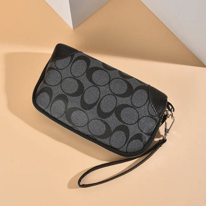 Elegant Floral Print Large Capacity Long Wallet for Women Double Zipper Handbag with Wrist Strap Mobile Phone Storage 2026 Ne...