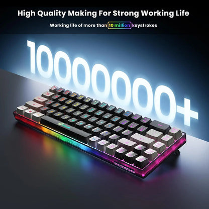 GEODMAER Wireless Gaming Keyboard Rechargeable Backlit Gaming Keyboard 68 Keys English/Spanish Layout 2.4G Keyboard for PC