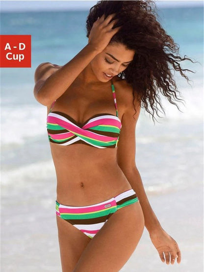 2020 Sexy Bikinis Backless stripe Bikini Set Bandage Push Up Swimwear Women Halter Swimsuit Brazilian Bathing Suits Beachwear