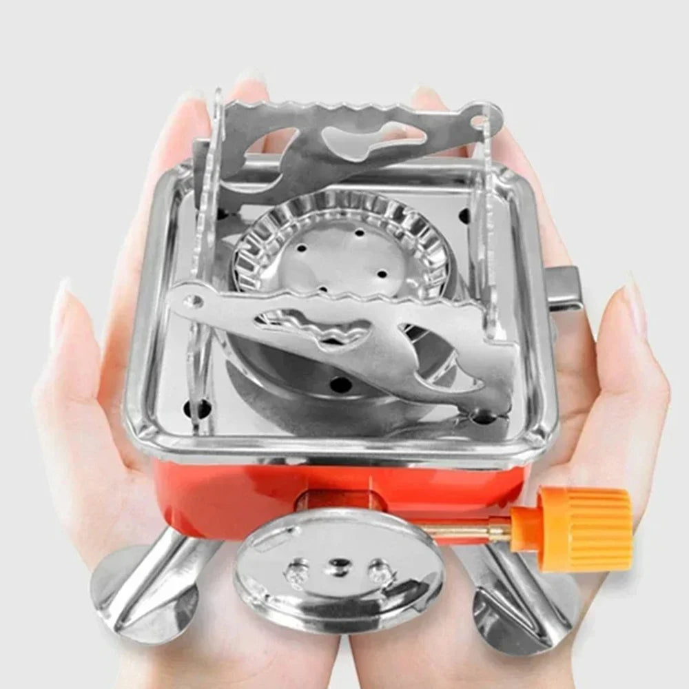 Mini Outdoor Portable Folding Camping Gas Stove Compact Square Stove with Lotus Burner
