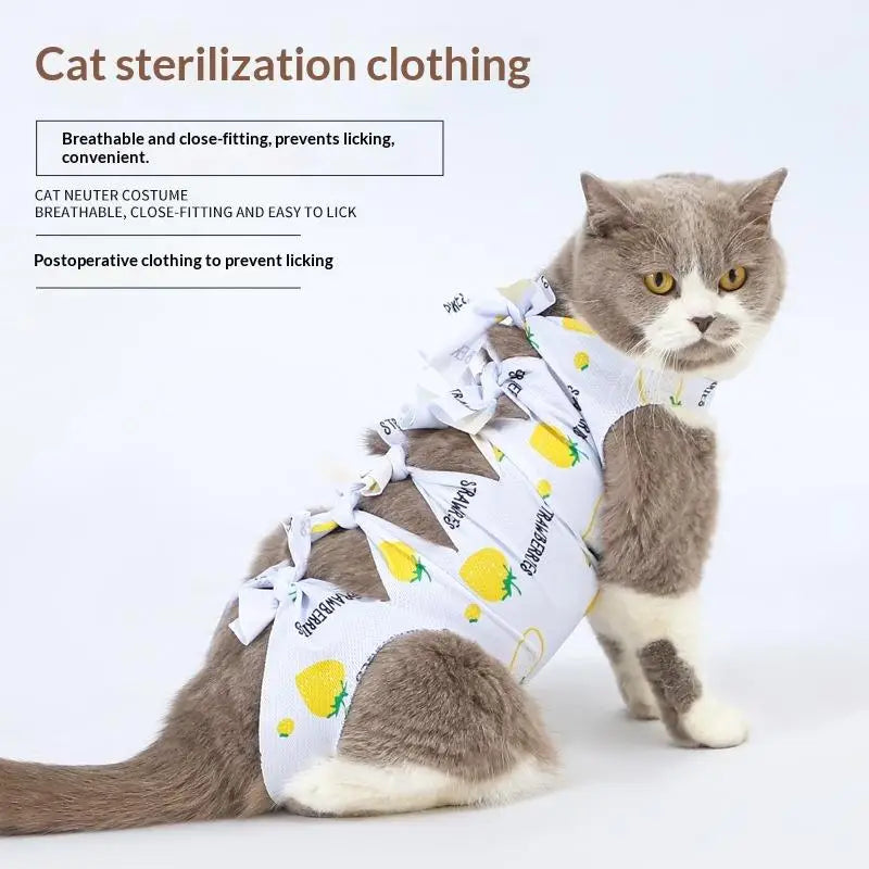 Pet Neutering Suit Cat Postoperative Recovery Anti Licking Clothing Adjustable Cat Wound Protective Clothes Pet Supplies