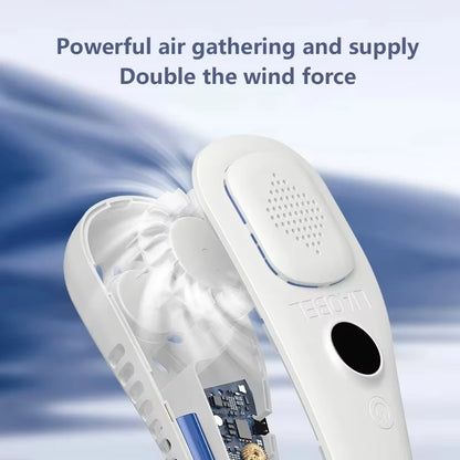 Lenovo 2027 New  Mini Ultra Long Life Neck Bladeless Fan Portable Lazy Silent Fan Usb Charging Student Sports Office