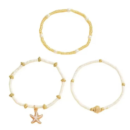 Cute Starfish Shell Rice Bead Multilayer Anklets For Women Foot Chain Ankle Bracelet Beach Jewelry Summer Accessories