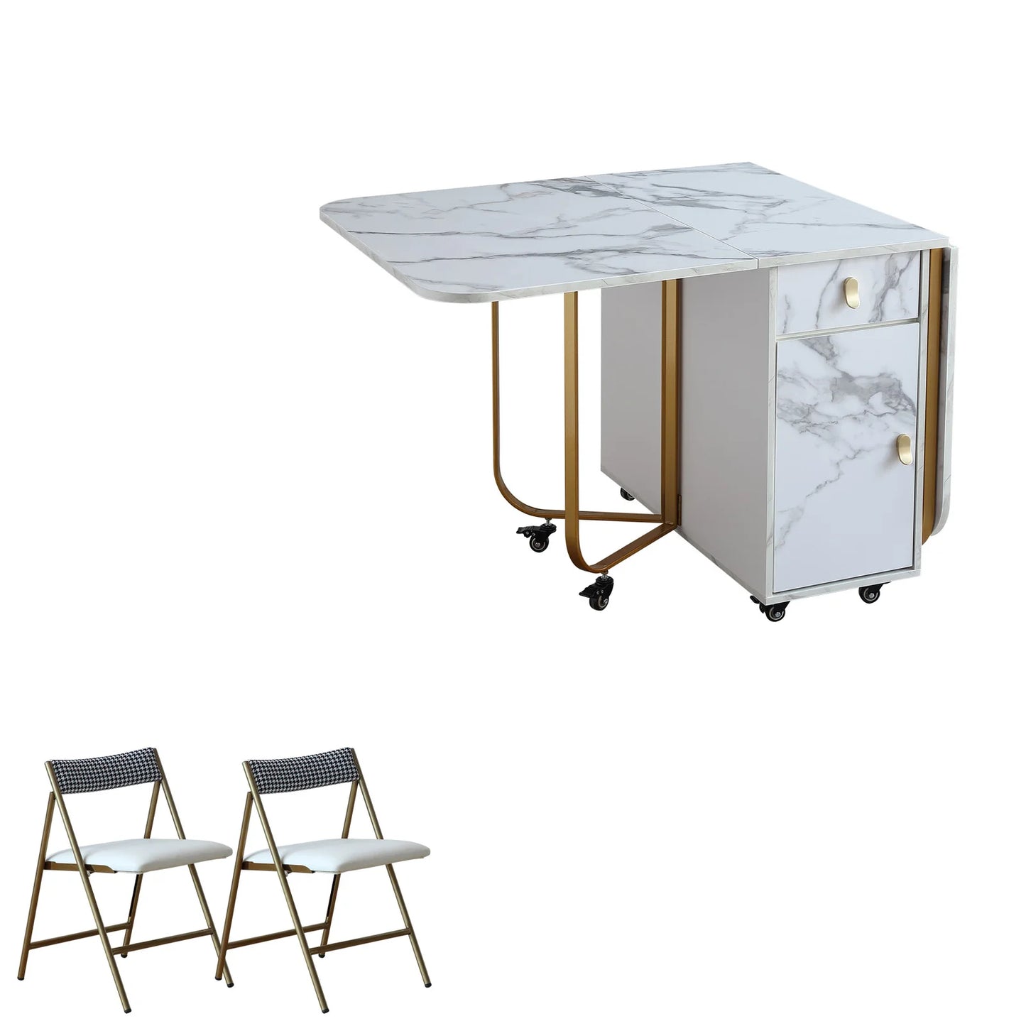 Movable Multifunctional Folding Dining Table Household Small Household Table Suitable For Dining, Studying, Office, Etc.