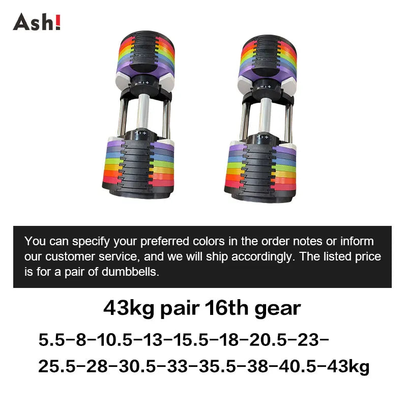 Multi-Color Adjustable Dumbbell Set, 2KG(5LB) or 4KG(9LB) Increment, Up to 50KG(110LB), Fast Adjustable Dumbbells for Home Gym
