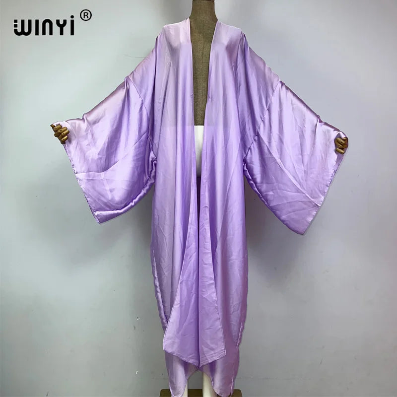 WINYI kimono boho monocolour kaftans beach wear Elegant купальник Holiday beach outfits for women cover ups comfortable dress