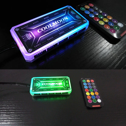 COOLMOON RGB Light Remote Controller DC 12V 5A LED Color Intelligent Controller LED Power Light-Emitting Side Panel for Desktop