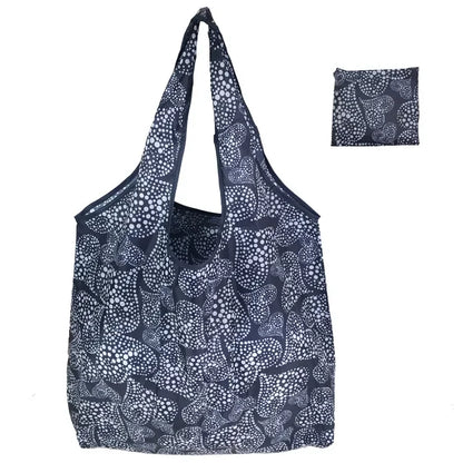 Reusable Shopping Bag Women Cute Fish Cart Flower Print  Nylon Foldable Grocery Bag Creative Eco-Friendly Tote Bag Lightweight