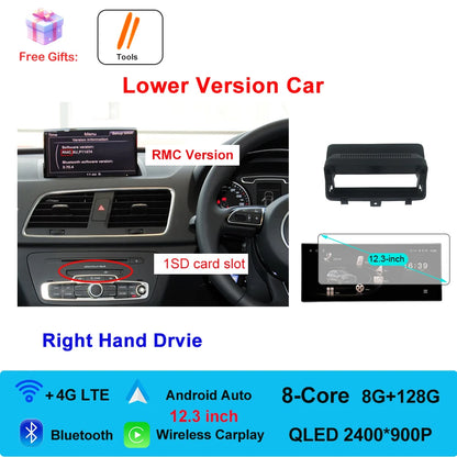 Car Radio Navigation GPS Multimedia Video Player Tools For Audi O3 2013-2018 Right Hand Drvie Android 16 Auto Carplay 12.3"