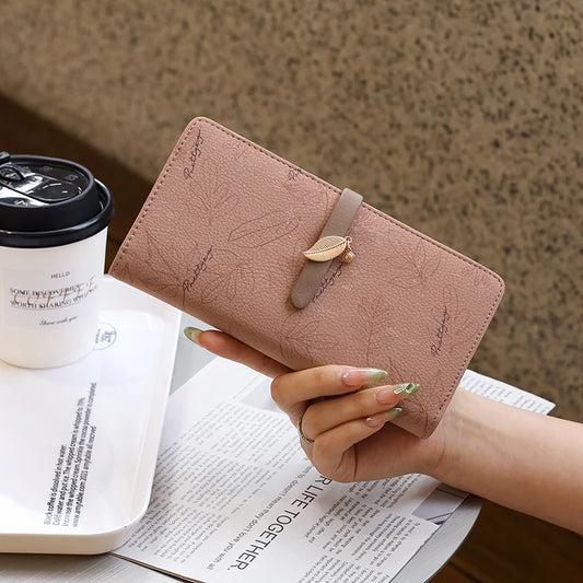 Wallet - Long Style Korean Edition PU Leather Printed Zippered Clasp Folded Multi-Coverage Fashionable Versatile Printed Zippere