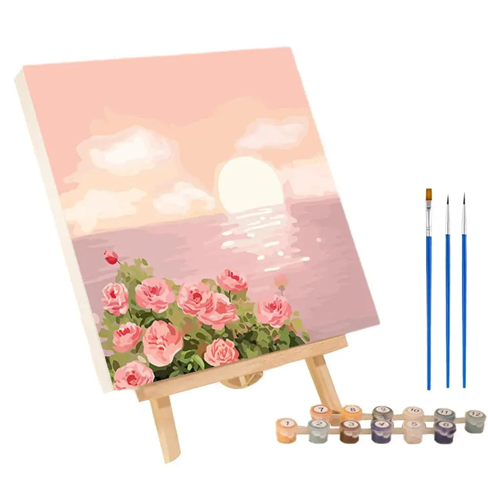 Frame Painting By Numbers Kit Abstract Sunset Landscape Modern Drawing Coloring DIY Painting By Numbers Acrylic Paint Home Decor