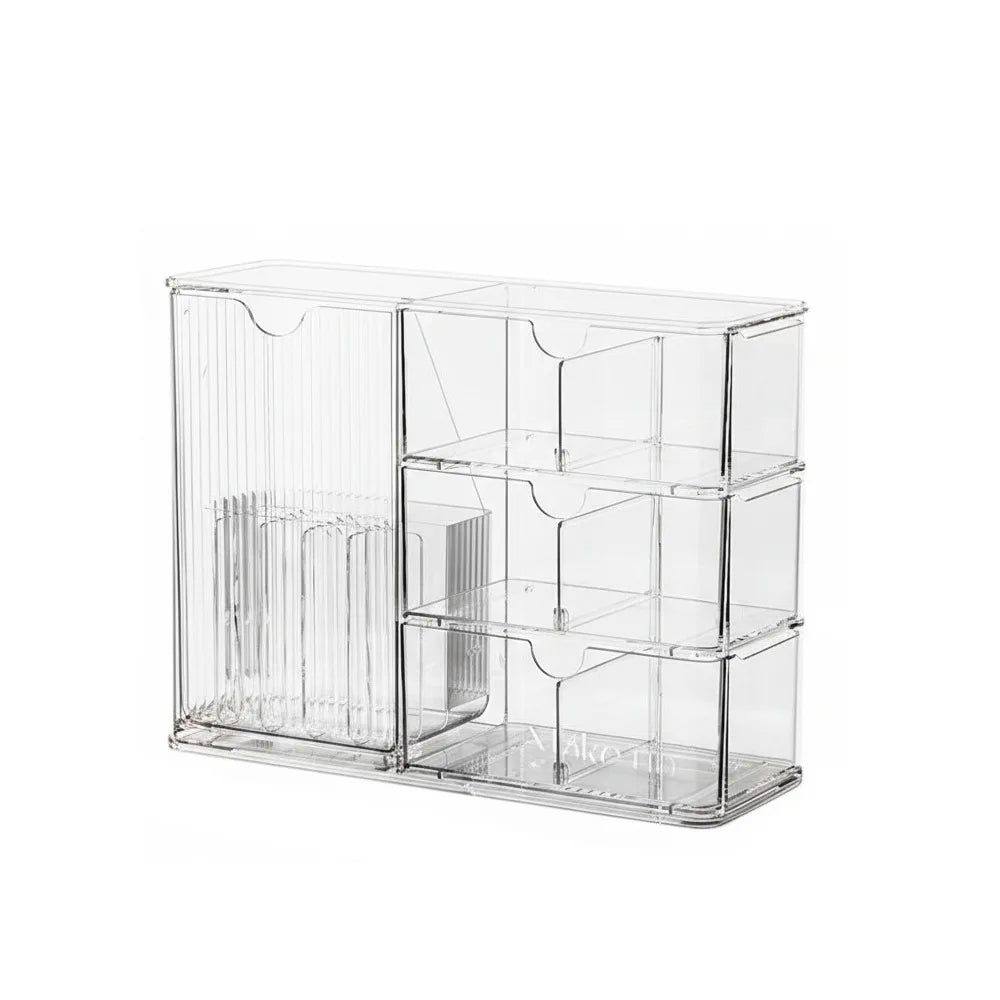 Plastic Cosmetic Storage Box Large Capacity Transparent Drawer Style Storage Box with Drawers Dust-Proof Cosmetic Display Case