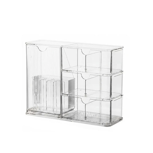 Plastic Cosmetic Storage Box Large Capacity Transparent Drawer Style Storage Box with Drawers Dust-Proof Cosmetic Display Case