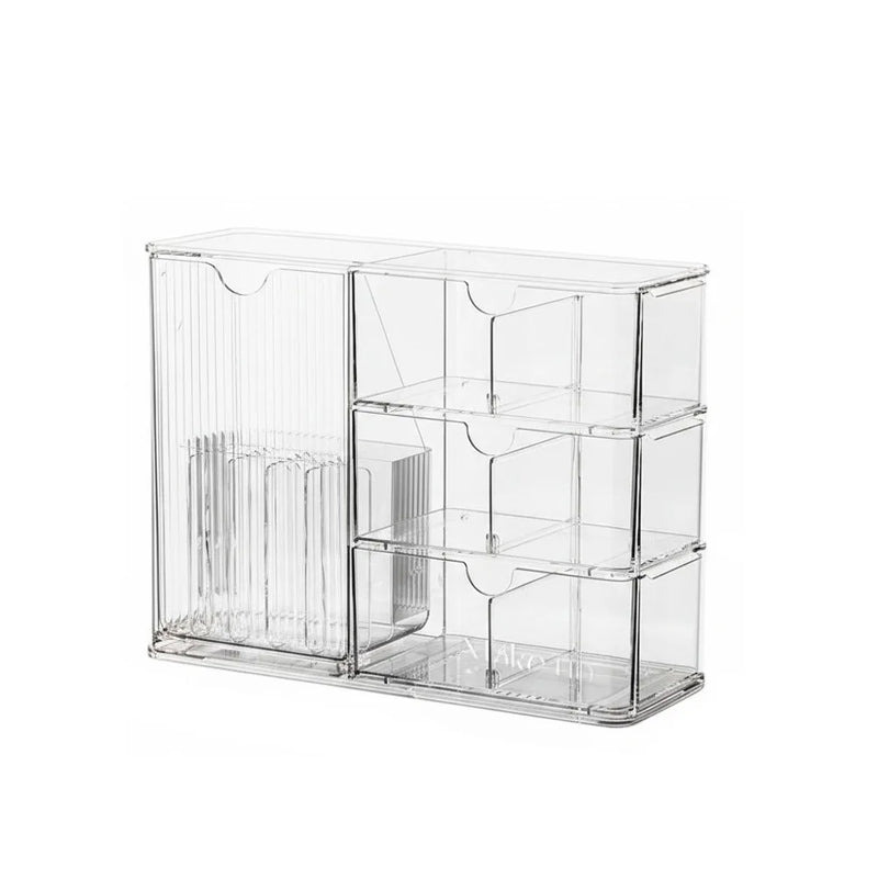 Plastic Cosmetic Storage Box Large Capacity Transparent Drawer Style Storage Box with Drawers Dust-Proof Cosmetic Display Case