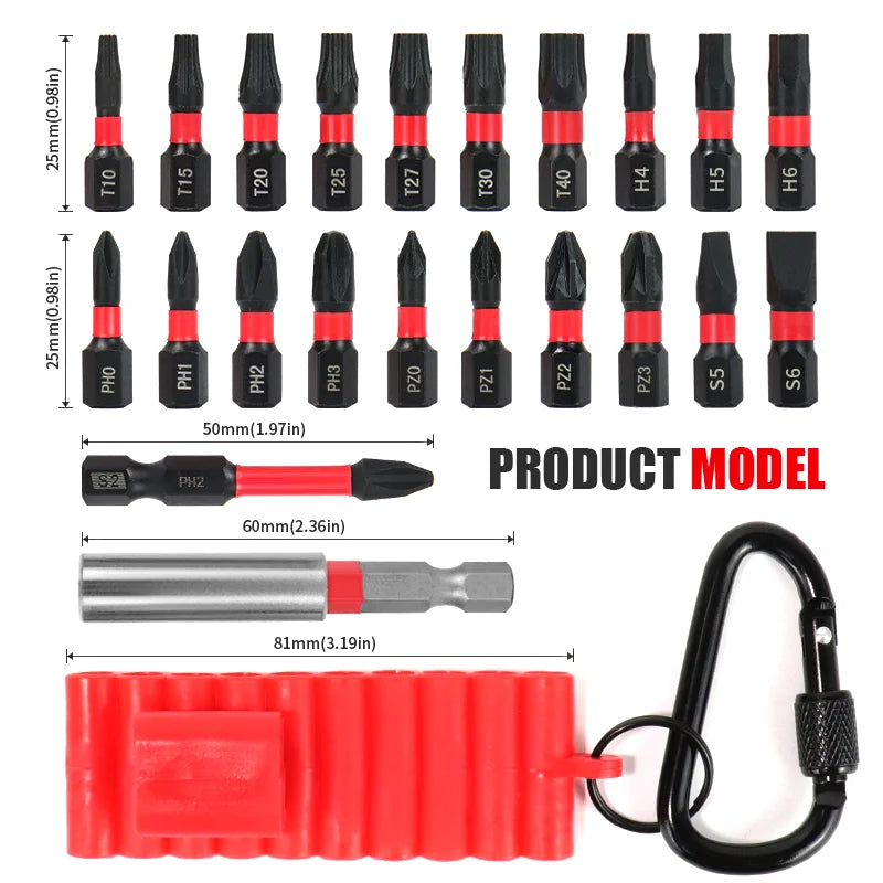 22-Piece S2 Alloy Steel Screwdriver Set with Strong Magnetic Bits Phillips/Flathead/Mi-Shaped/Square Ultra-Hardness Rust-Proof W