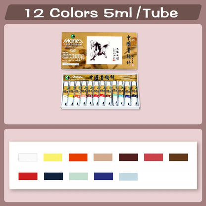 Marie's Chinese Painting Pigment 12/24/36 Colors 5ml/Tube,Watercolor Sumi Painting for Adults,Gift for Thanksgiving&Christmas
