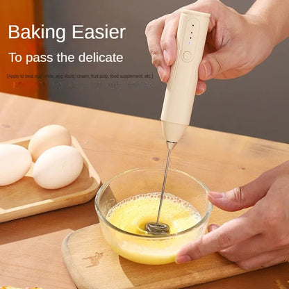 Automatic Stainless Steel Handheld Whisk Mini Portable Blender with 3 Speed Adjustable USB Rechargeable Milk Frother for Kitchen