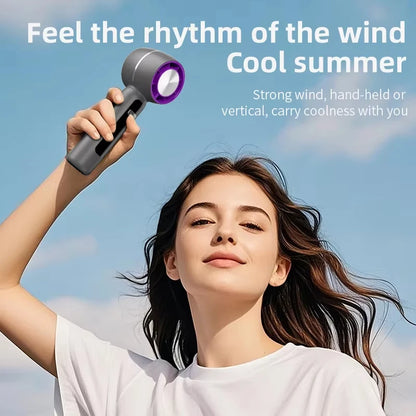 Portable Handheld Fan with LED Display & Lanyard 199-speed High Speed Turbo Wind Summer Cooling Fan 3000mAh 6Hours Battery Life