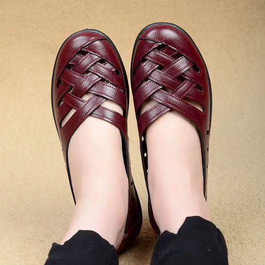 Flats Female Braided Shoes Summer 2024 New Arrival  Leather Flats Woman MoccasinsLoafers Mom Casual Shallow Shoes Women