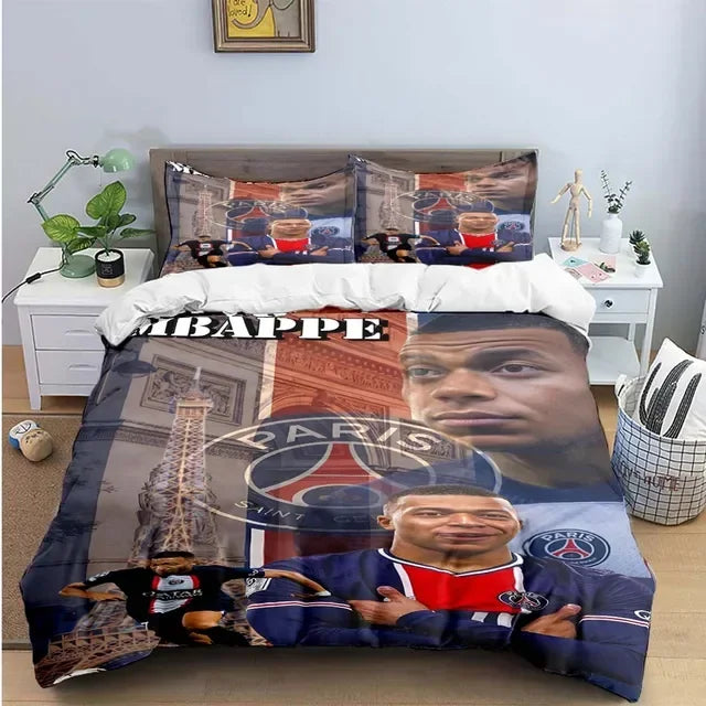 Fashion Football M-Mbappe Digital Printing Bedding Set Duvet Cover Comforter Bed  Youth Kids Girl Boys Birthday Gift