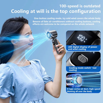 Lenovo Ice Compress Handheld Fan Portable Outdoor Usb Digital Display Folding Refrigeration High Speed Violent Turbine Small Fan
