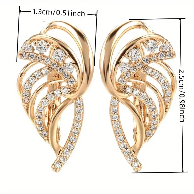 Luxurious Gold Plated Earrings For Women Inlay Synthetic Zircon Bridal Wedding Jewelry Imitation Crystal Irregular Earrings