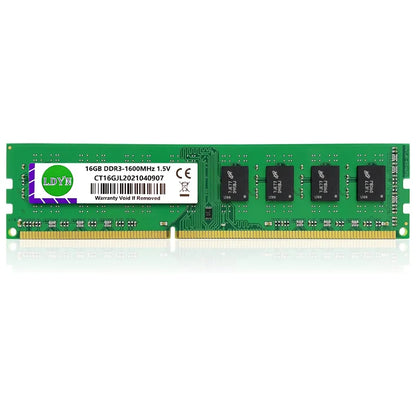 DDR3 16GB 1600MHZ  Desktop Memory Ram PC3-12800 UDIMM 240Pin Non-ECC Unbuffered 1.5V CL11 Dual Rank