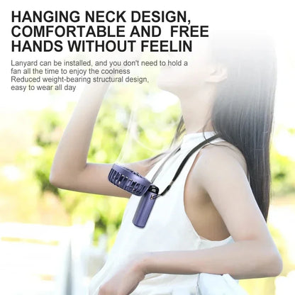 New Portable Handheld Fan with Digital Display, 5-Speed USB Rechargeable Mini Fan, Ultra Quiet Personal Fan with Lanyard & Bas